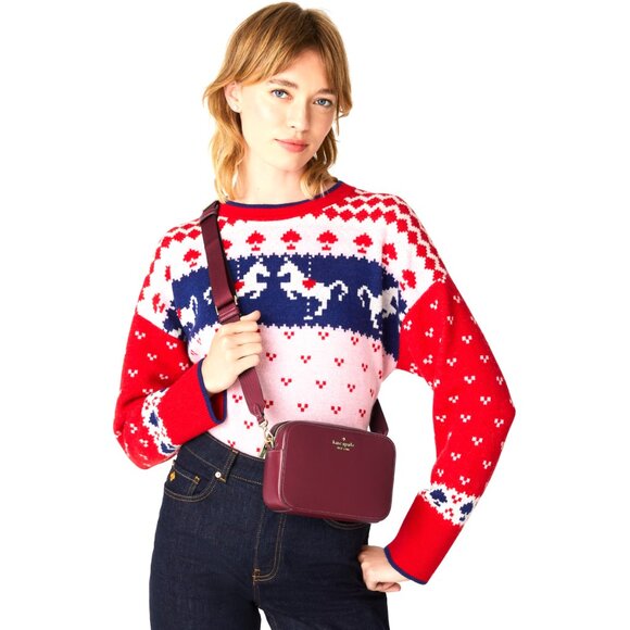 New Kate Spade Madison Mini Camera Bag Saffiano Leather Blackberry - Picture 4 of 5